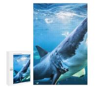 Puzzle Classique, 1000 PCS, Représentant Great White Shark Underwater Portrait, comme Loisir Apaisant pour Les Passionnés, pour Les Heures De Détente