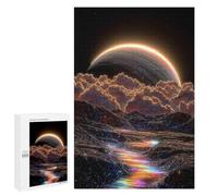 Puzzle Classique, 1000 PCS, Représentant Surreal Planet Landscape with Rainbow River, comme Défi Relaxant pour Les Amateurs De Puzzles, pour Jouer Ensemble