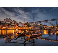 Puzzle Classique 1000 pièces : Vue Nocturne du fleuve dans la Ville de Porto, Portugal 26 x 38 cm