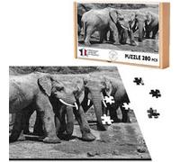 Puzzle classique 280 Pièces - Fabulous - Éléphant au Point d'Eau Noir et (40 x 30 cm) noir G