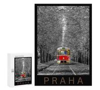 Puzzle Classique, 300 PCS, Représentant Prague Tram in Black and White, comme Loisir Apaisant pour Les Passionnés, pour Les Heures De Détente