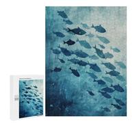 Puzzle Classique, 500 PCS, Représentant School of Fish Blue Abstract Art, comme Loisir Apaisant pour Les Passionnés, pour Les Heures De Détente