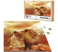 Puzzle classique 500 Pièces - Fabulous - Soleil Levant sur un Couple de Lions (48 x 34 cm) G