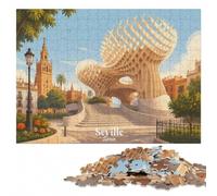 Puzzle Classique Bois Illustré, Metropol Parasol Seville, 1000 pièces | Présent pour amateur de loisirs détaillés avec activité autour de la table seul ou à plusieurs.