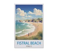 Puzzle Classique en Bois,Beach Newquay Poster de Voyage Vintage,Adulte Enfant Cadeau Décoration Moderne Festival Bricolage Cadeau-1000 Pièces(75x50cm)-E71