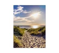 Puzzle Classique en Papier，Chemin de Sable vers la mer sur la Plage Ouest，Adulte Enfant Cadeau Décoration Moderne Festival Bricolage Cadeau-1000 Pièces（38x26cm）-F35