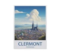 Puzzle Classique en Papier，Clermont Ferrand France, Vintage Travel Poster，Adulte Enfant Cadeau Décoration Moderne Festival Bricolage Cadeau-1000 Pièces（38x26cm）-AO26
