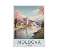 Puzzle Classique en Papier，Moldavie, Europe, Affiche de Voyage Vintage，Adulte Enfant Cadeau Décoration Moderne Festival Bricolage Cadeau-1000 Pièces（38x26cm）-BB46