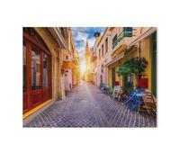 Puzzle Classique en Papier，Rues charmantes dans la Vieille Ville de Chania, Crète, Grèce，Adulte Enfant Cadeau Décoration Moderne Festival Bricolage Cadeau-1000 Pièces（50x70cm）-H15