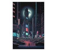 Puzzle Classique Neon Cityscape Under The Moon pour Adultes, 1000 PCS