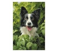 Puzzle Classique pour Adultes, Motif Border Collie in Green, 1000 PCS