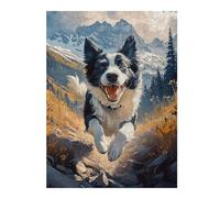 Puzzle Classique pour Adultes, Motif Border Collie Mountain Run, 500 PCS