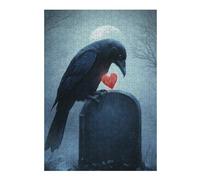 Puzzle Classique Raven with Heart on Grave pour Adultes, Format 300 PCS