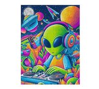 Puzzle Classique Space DJ Alien Party pour Adultes, Format 500 PCS