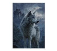 Puzzle Classique Wolf Moon Castle Night pour Adultes, Format 300 PCS