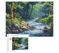 Puzzle Classique Zen Forest River Pixel Art pour Adultes, 500 PCS