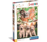 Puzzle CLE 2x60 SuperKolor Frères en fourrure 24820