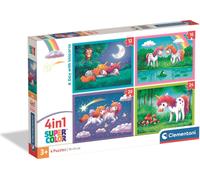 Puzzle CLE 4 en 1 SuperKolor ADay avec des licornes 21740
