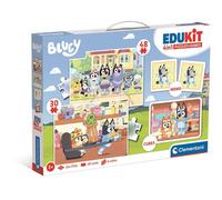 Clementoni – Jeu éducatif Bluey Edukit 4 en 1 pour 3 ans, puzzles 30/48 pièces, mémo 48 cartes