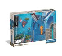 Puzzle CLEMENTONI Blue Street of Chefchaouen 500 pièces poster inclus 49 x 36 cm Bleu