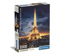 Clementoni | Puzzle Tour Eiffel 1000 Pièces pour Adultes Collection | Vue Nocturne de Paris Illuminée | Poster Inclus | Puzzle Photographique Urbain | Défi Visuel Relaxant | 70 x 50 cm