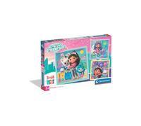 Puzzle CLEMENTONI Gabby's Dollhouse 3x48 pièces Carton épais Couleurs pastel