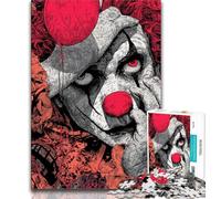Puzzle Clown d'horreur 1000 pièces pour Adultes et Adolescents, Assemblage de Motifs Amusant à la Maison, Cadeau d'anniversaire, Cadeaux de Voyage 38x26cm
