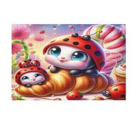 Puzzle Coccinelle Mignonne 1000 Pièces pour Adolescents Puzzles Créatif en Bois Jouet Jeu Familial Difficulté Défi (75×50cm)