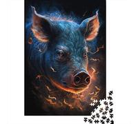 Puzzle Cochon Animal de feu, défi Difficile, Puzzle en Carton 100% recyclé pour Femmes et Hommes, Cadeaux d'halloween, 300 pièces (40 x 28 cm)