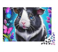 Puzzle Cochon d'Inde Monochrome Petit Mammifère 1000 Pièces Carton Premium Anti-Stress Idéal pour Les Jours de Pluie Passe-Temps d'Intérieur pour Adultes Passionnés Aguerris 38x26cm/1000Pièces