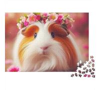Puzzle Cochon d'Inde-Motif Floral-Petit Mammifère-1000 pièces-Carton épais recy nti-Stress-Idéal pour Les Voyages,Les Vacances et Les Loisirs en intérieur-pour Adultes et familles-70x50cm