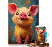 Puzzle Cochon Souriant 1000 Pièces Cadeau Adulte Jeu de Réflexion Attente Mentale Design Amusant et Silencieux Assemblage Cadeau Exquis 50x75cm