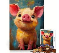 Puzzle Cochon Souriant 1000 Pièces Cadeau Adulte Jeu de Réflexion Attente Mentale Design Amusant et Silencieux Assemblage Cadeau Exquis 50x75cm