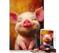 Puzzle Cochon Souriant et Heureux 1000 Pièces Adultes Cadeau Jeu de logique et d'adresse Anti-Stress Découpe précise Liste de souhaits du Père Noël 50x75cm