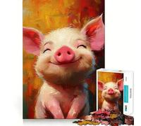 Puzzle Cochon Souriant et Heureux pour Adultes, 1000 Pièces, Jeu de Logique Agréable à Assembler, Découpe Précise, Cadeau Souvenir 38x26cm