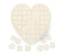 Puzzle Coeur XXL, Lot de 2, Livres invités Mariage, baptêmes et Anniversaires, 49 Morceaux, Bois, LxP 45x45cm, Nature