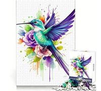 Puzzle Colibri Aquarelle 1000 pièces pour Adolescents Améliore la mémoire Paisible et Amusant Découpe Laser (38x26cm)