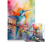 Puzzle Colibri Aquarelle 1000 pièces pour Adolescents, développement du raisonnement, évasion sereine, découpe Nette, Cadeau attentionné (38x26cm)