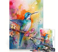 Puzzle Colibri Aquarelle pour Adolescents, 1000 pièces, Exercice cognitif, Loisirs, Plaisir, sans Bords Rugueux, Cadeau Artistique de Noël (38x52cm)