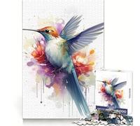 Puzzle Colibri Aquarelle pour Adultes, 1000 pièces, Stimulation cérébrale, apaisement de l'esprit, Divertissement, découpe de qualité supérieure, Joli Cadeau (38x52cm)