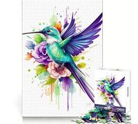 Puzzle Colibri Aquarelle pour Adultes, 1000 pièces, Stimulation cérébrale, apaisement de l'esprit, Divertissement, découpe de qualité supérieure, Joli Cadeau (50x75cm)