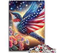 Puzzle Colibri Drapeau américain 1000 pièces pour Adolescents, Anti-Stress, défi Difficile à Offrir en Cadeau à Toute la Famille (38x52cm)