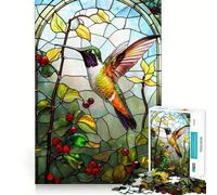 Puzzle Colibri en vitrail 1000 pièces pour Adolescents, Jeu de réflexion, Plaisir partagé, Bords précis, Cadeau de Noël 38x52cm