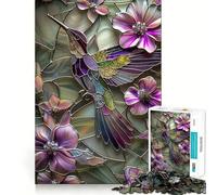 Puzzle Colibri en vitrail 1000 pièces pour Adolescents, Jouet Mental Anti-anxiété, découpe Premium, Cadeau élégant 38x52cm
