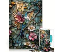 Puzzle Colibri en vitrail pour Adultes, 1000 pièces, Jouet Intelligent et apaisant, découpe précise, Objet de Collection 38x52cm