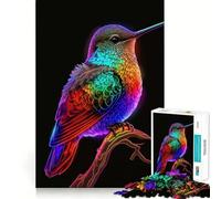 Puzzle Colibri néon 1000 pièces pour Adultes, Jeu de réflexion et de Concentration Silencieux et Amusant, Bords serrés, Cadeau de Noël (50x75cm)