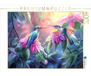 Puzzle · Colibris | Des colibris près des passiflores · 1000 pièces · Format assemblé 64 × 48 cm · CALVENDO Puzzle