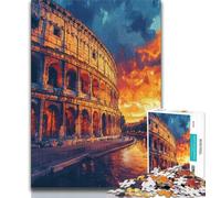 Puzzle Colisée Romain au Coucher du Soleil 1000 pièces pour Adultes, Jeu Stimulant et décoration Murale familiale, Cadeaux d'anniversaire et de Noël Uniques (38x26cm)