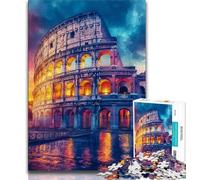 Puzzle Colisée Romain au Coucher du Soleil pour Adultes 1000 pièces, Aide Le Cerveau à exercer des Jouets addictifs pour cultiver la Patience Convient aux Couples 38x26cm