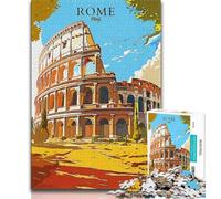 Puzzle Colisée Rome Italie pour Adultes, Jeu Stimulant et Jeu Familial avec pièces entièrement emboîtables de Formes aléatoires 38x26cm